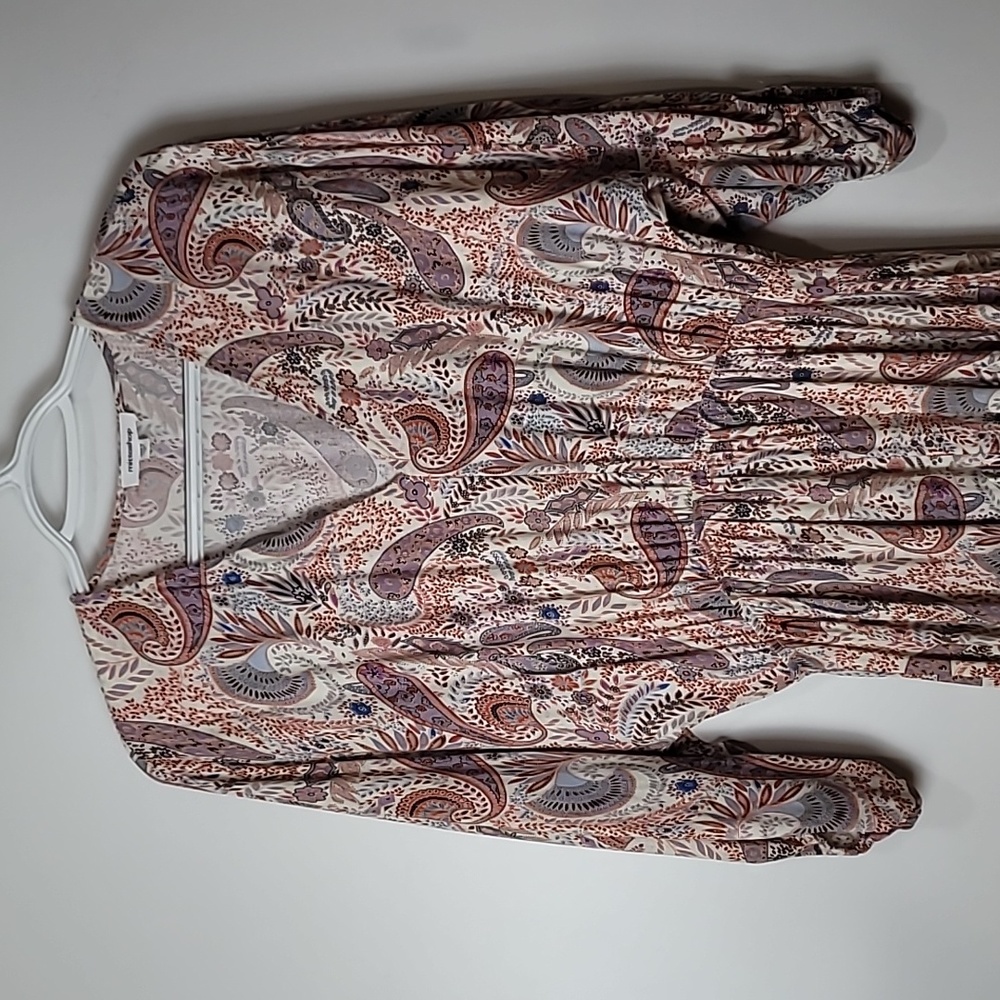 Boho Mittoshop Paisley & Floral Dress ~ V-neck ~ Flowy ~ Mauve ~ Cowgirl core - Picture 8 of 17